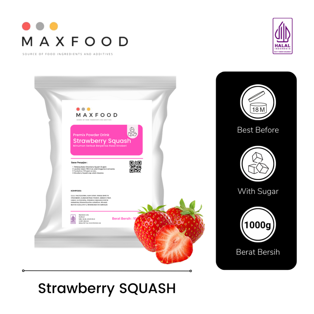 

Strawberry Squash / Bubuk Minuman SIrup Rasa Stroberi 1kg
