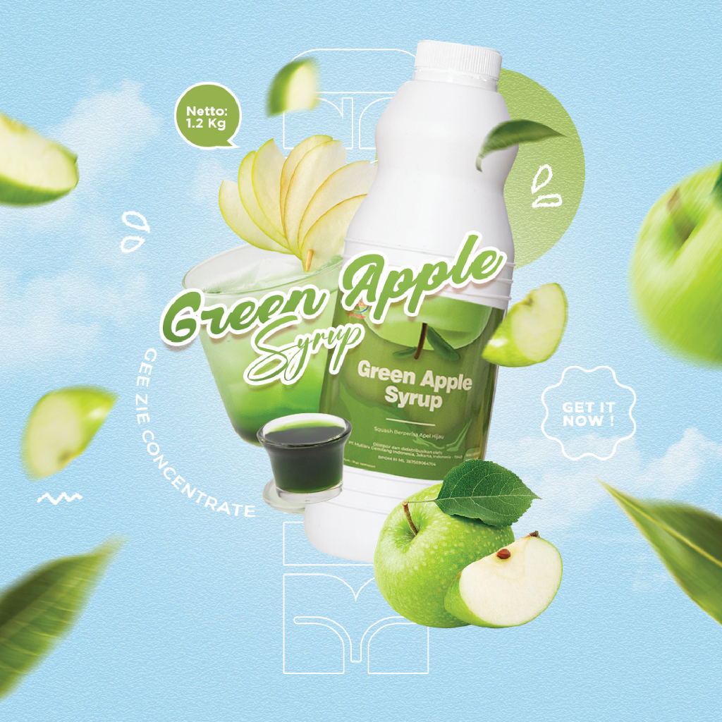 

Sirup Minuman Rasa Green Apple Gee Zie Concentrate 1,2kg