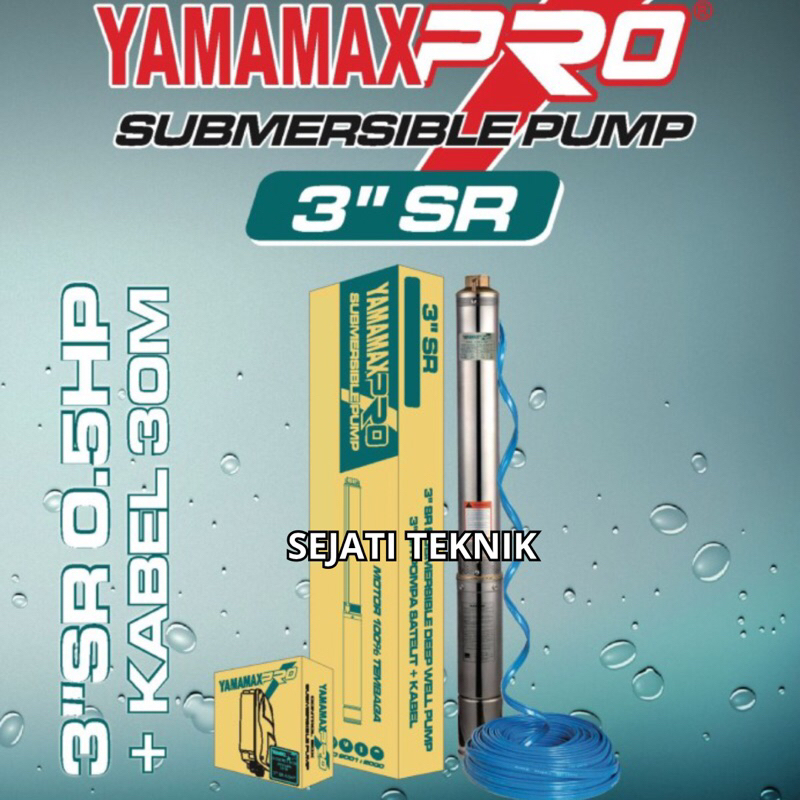 Yamamax pro pompa air celup submersible pump 3 inchi sr 0.5hp kabel 30 meter pompa air celup pompa a