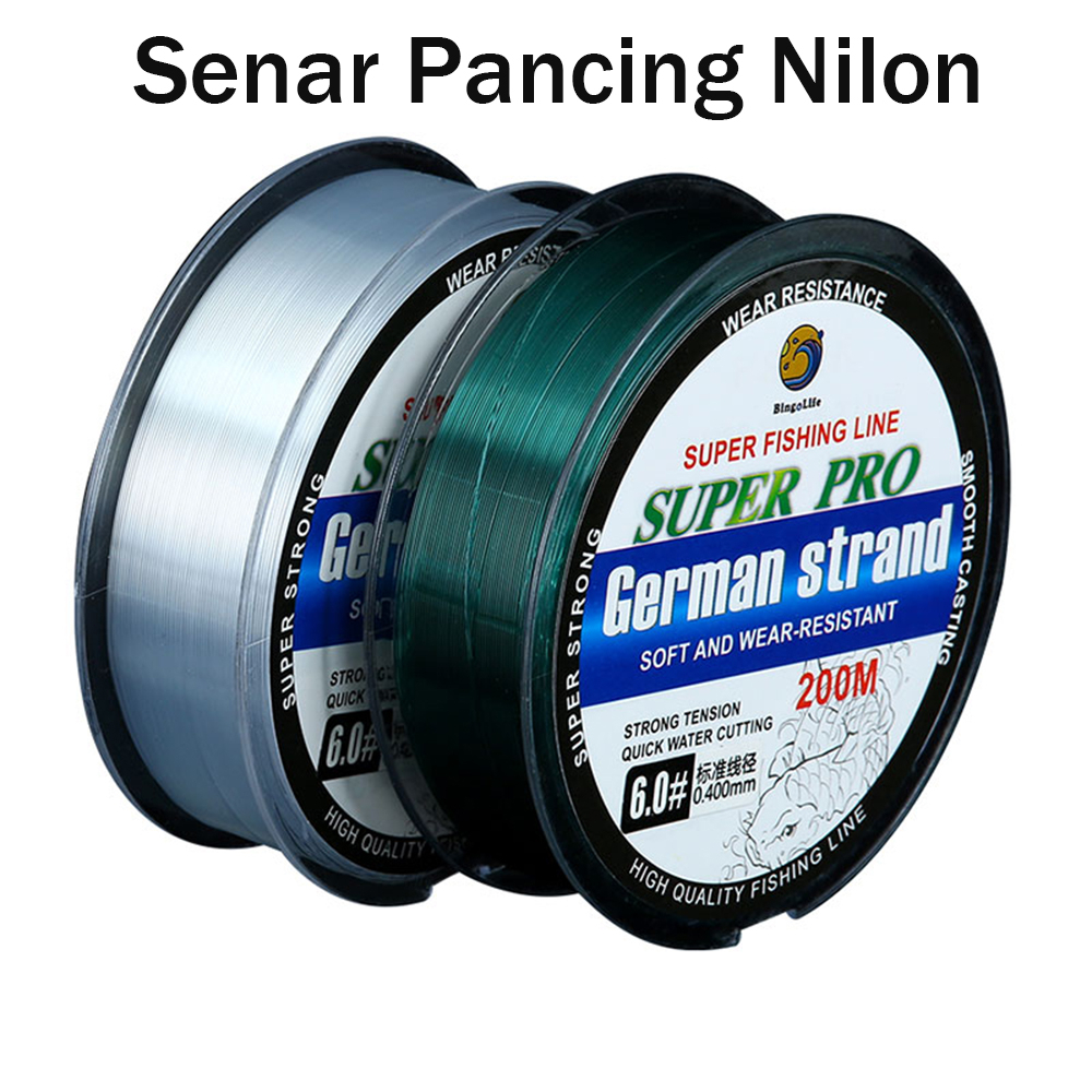 SENAR PANCING JERMAN LINE FISHING LINE 200M NYLON LINE SET PERALATAN MEMANCING BAHAN STEALTH TAHAN