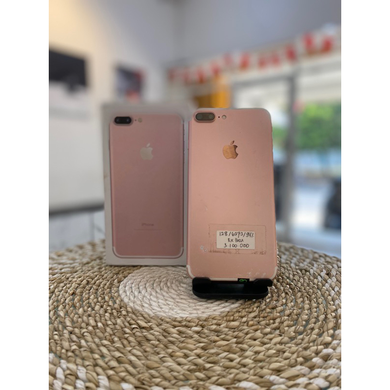 iphone 7+ 128gb rose gold second ibox fullset fungsional normal