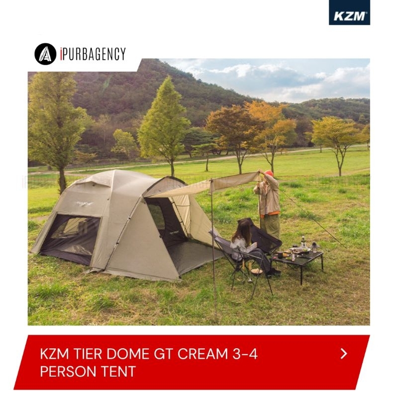 Tenda Camping KZM Tier Dome GT Cream 3-4 person tent