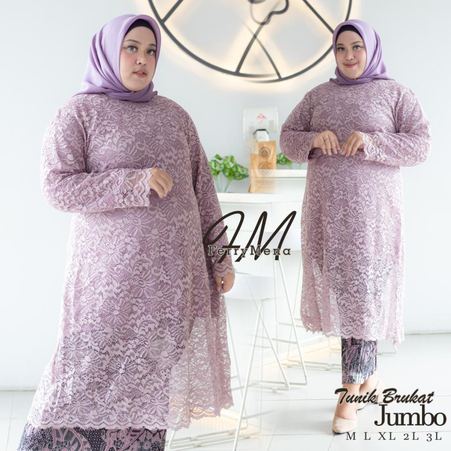 KEBAYA/ SET KEBAYA TUNIK / SET KEBAYA TUNIK BRUAKT JUMBO LD 130 / SET KEBAYA JUMBO/ BAJU TUNIK WARNA