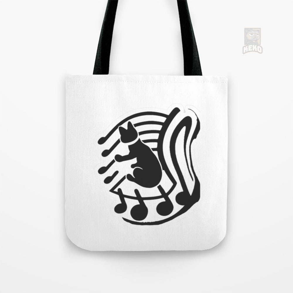 Tote Bag Kanvas Symphonic Whiskers Cat on the Harp
