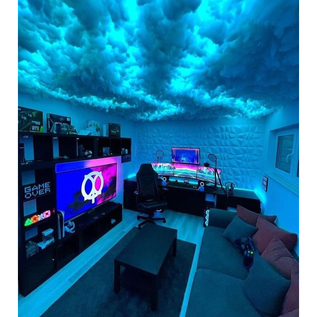 COD Full set lampu tidur LED awan petir super besar hiasan dinding dekorasi kamar gaming hiasan kama