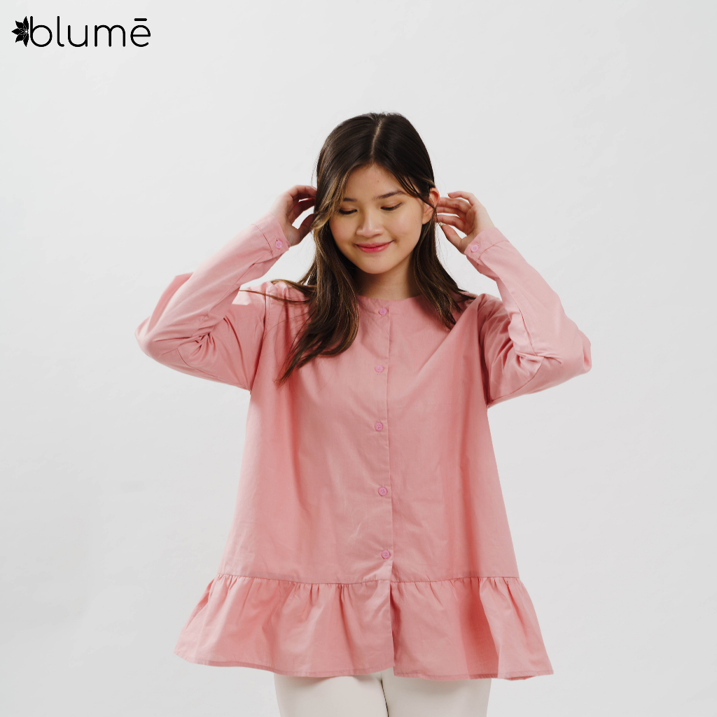 blume - ROSE BLOUSE | POPLIN RUFFLE SHIRT | ATASAN WANITA | KEMEJA KATUN | OUTER KATUN | BASIC SHIRT