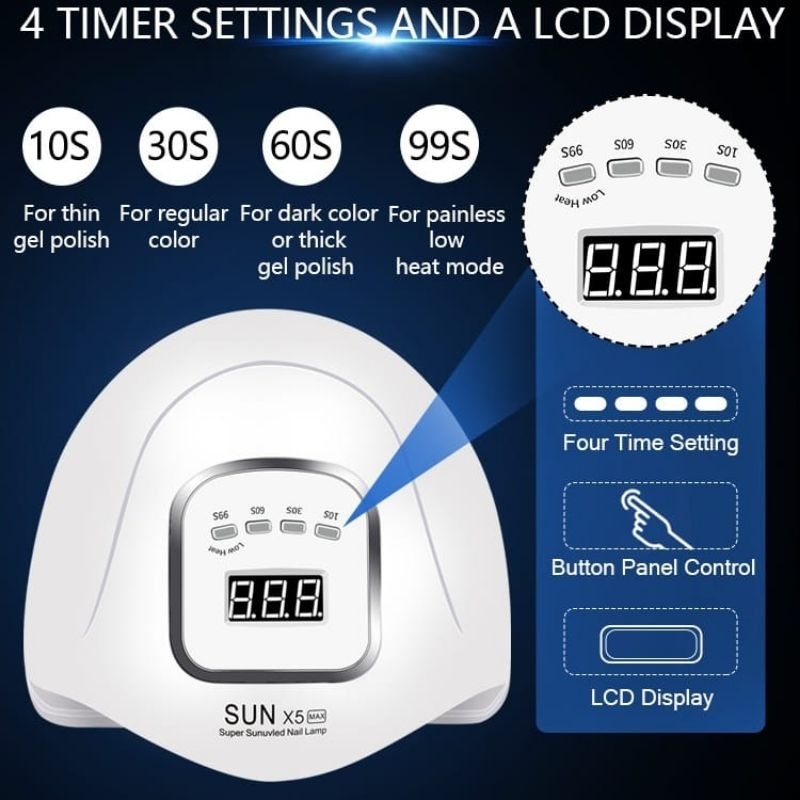 JJMOON Alat Pengering Kutek 120w UV LED SUN X5 Max45 LED Alat Pengering Kutek