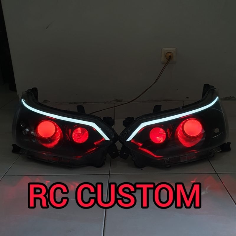 paket headlamp custom avanza veloz 2016 2017 double projector lazy eyes super terang