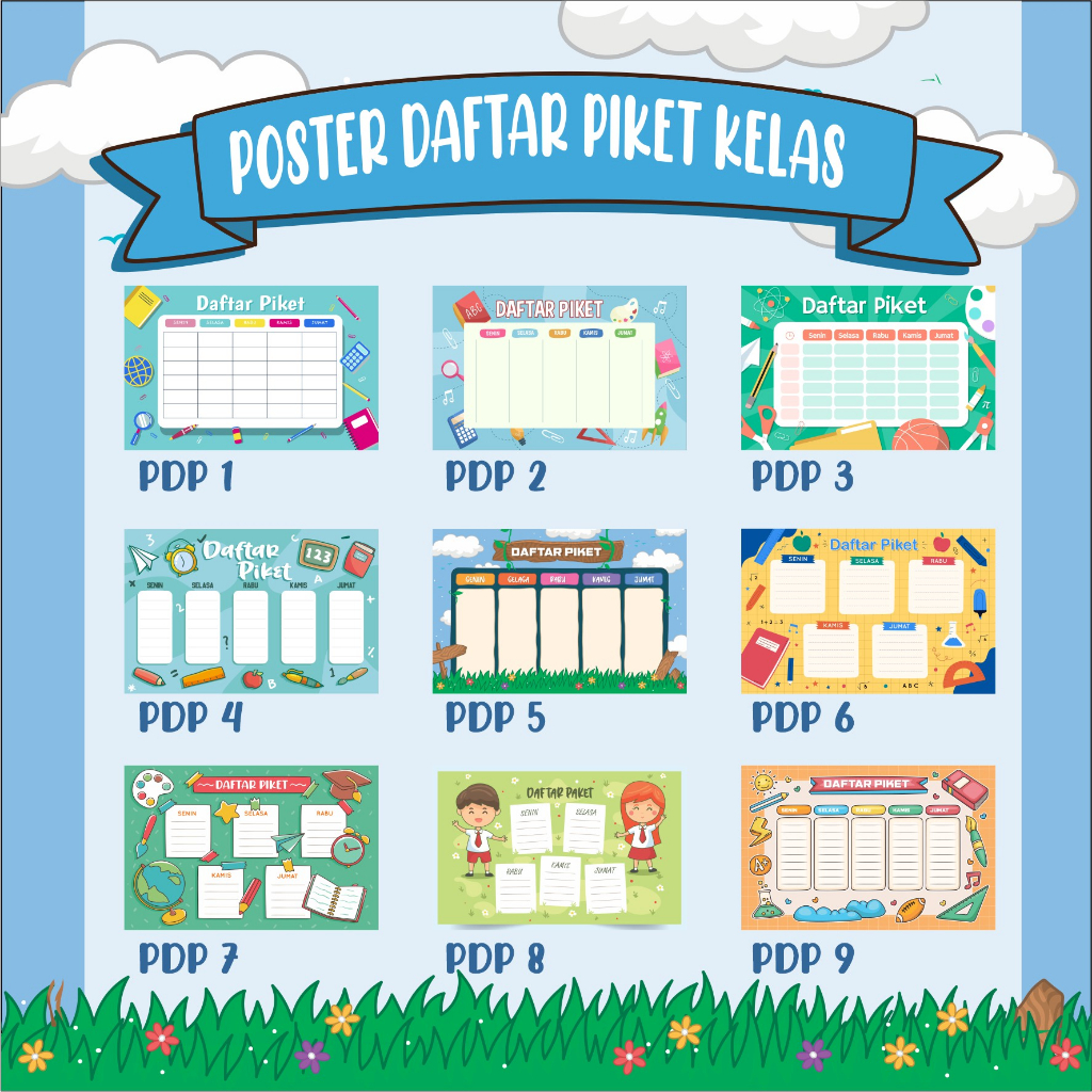 POSTER JADWAL PIKET | HIASAN KELAS | TUGAS SEKOLAH WIPE CLEAN POSTER SEKOLAH