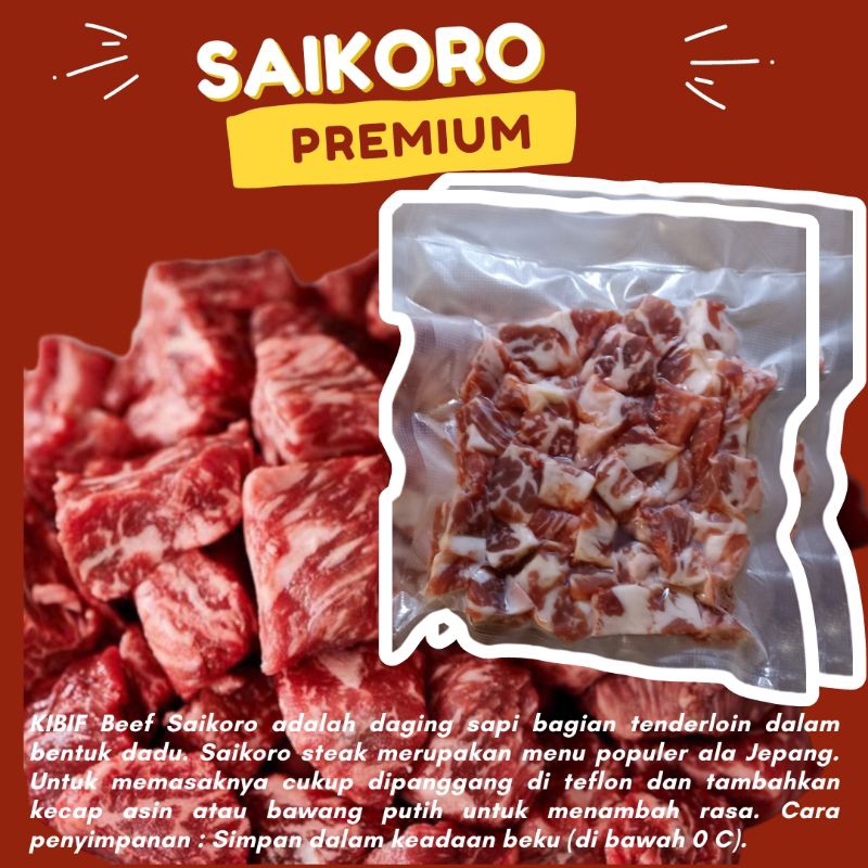 

Saikoro Beef Meltic Cube Sate Bakar Saikoro Daging Sapi Lokal 250gr