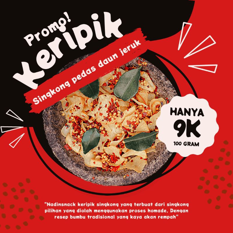 

Keripik singkong pedas Daun jeruk 500 gram 1kg