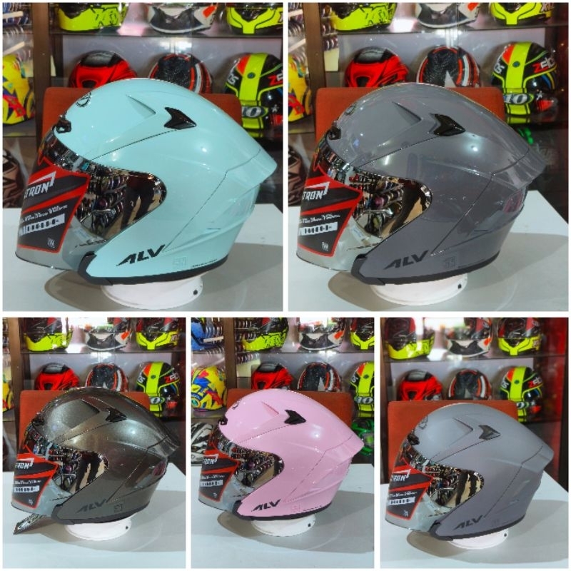 Helm Half Face AlV Ultron Kekinian Kaca Iridium Silver SNI