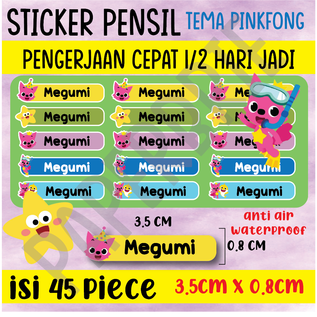 

[Stiker pensil PINKFONG CUTE ] Sticker Label Nama Anak pen pensil crayon PINGFONG CUTE lucu stiker anak Cats sticker anti air