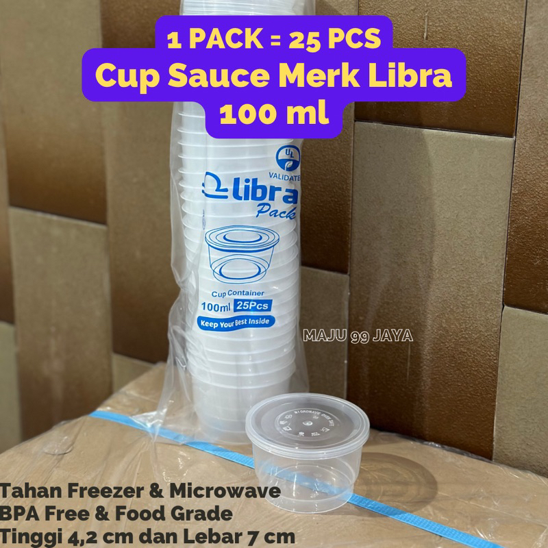 (25 PCS) Pudding Cup Sauce Cup Plastik 100ML Libra per Pack | Thinwall Tempat Saus Tomat Sambal Cup 