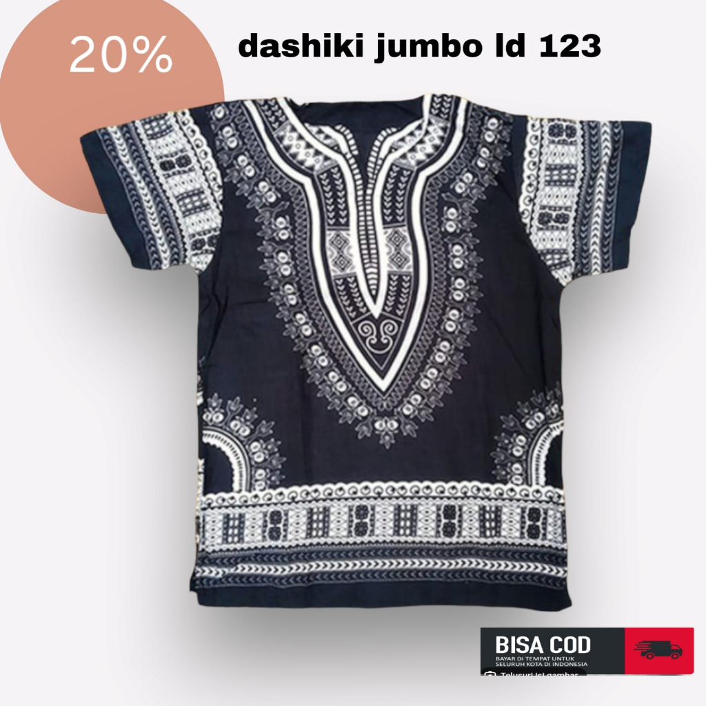 terbaru baju kaos dashiki jumbo / kaos afrika jumbo /baju bali jumbo /kaos santai pria wanita ld 123