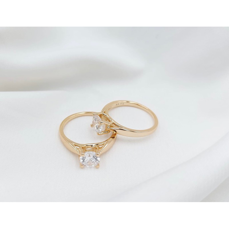 Cincin Solitaire Rhodium Lapis Emas 18K