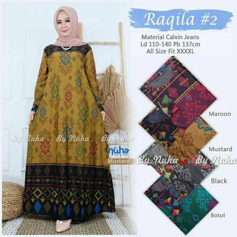 MUMU - Gamis Dress Kekinian Murah Raqila 2 // Cempaka Homedress  By Mumu Fashion Grosir Solo