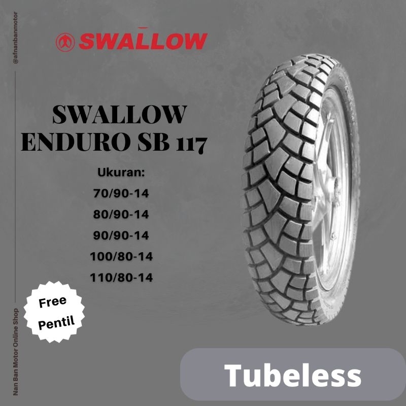 BAN MOTOR SWALLOW STREET ENDURO SB 117 UKURAN 100/80-14 & 110/80-14
