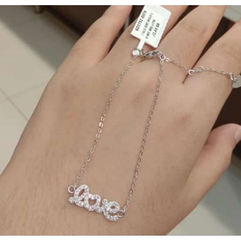 Gelang rantai emas 75 love putih