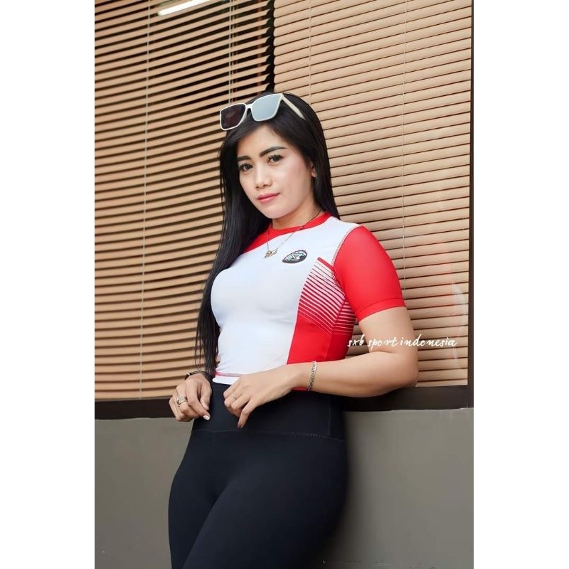PABRIK BAJU SENAM MURAH SXB MERAH KU PUTIH SHORTSLEEVE CROPED