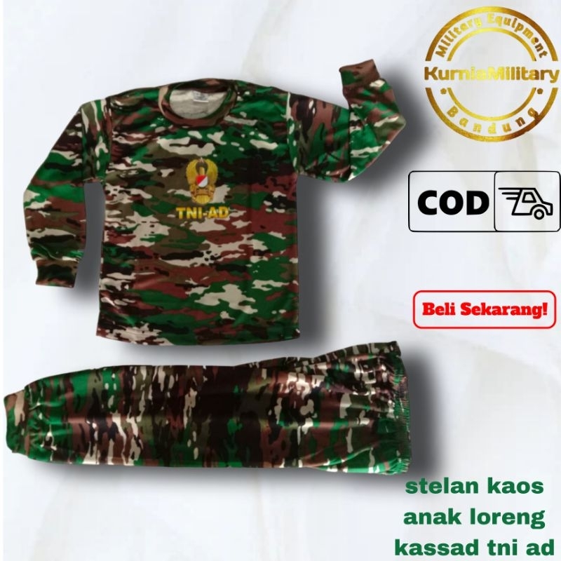Stelan kaos anak loreng kasad tni ad | stelan baju anak loreng kasad tni ad bahan dryfit