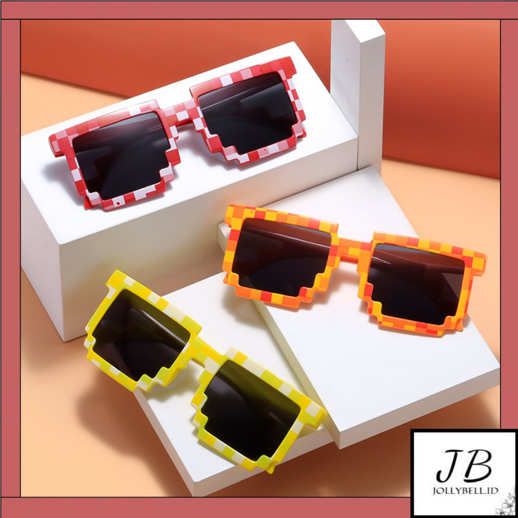 •Jollybell.id•KC1241 Kacamata Thug Life Double Mosaic Sunglasses Kaca Mata Kotak Hitam Wanita Pria U