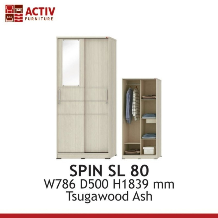 lemari pakaina lemari baju 2p lemari sliding lemari spin sl 80