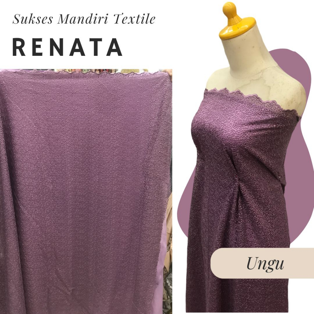 [RENATA] Brokat Full Embroidery mewah ungu | Harga ½ meter = 50 cm (Bahan Dress Bridesmaid, Kondanga