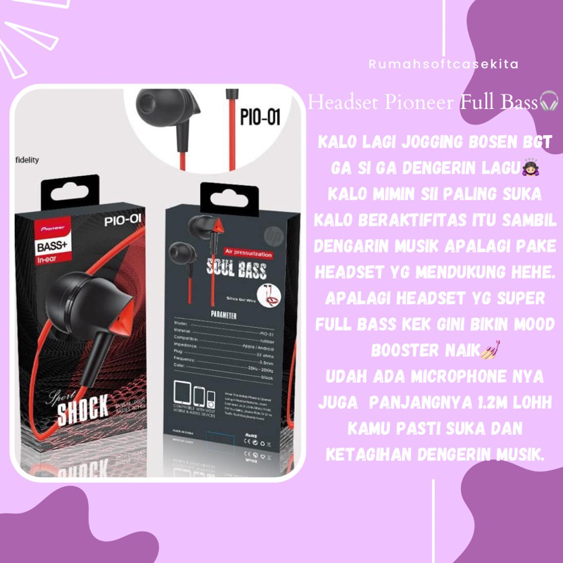 HEADSET PIONEER FULL BASS COMPATABLE IOS DAN ANDROID