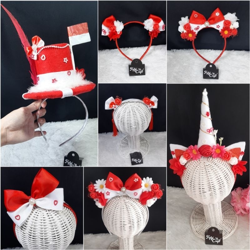 Bando Pita Merah Putih | Bando 17 Agustus | Bando Anak Karnaval 17 Agustus | Hiasan Rambut untuk Lom