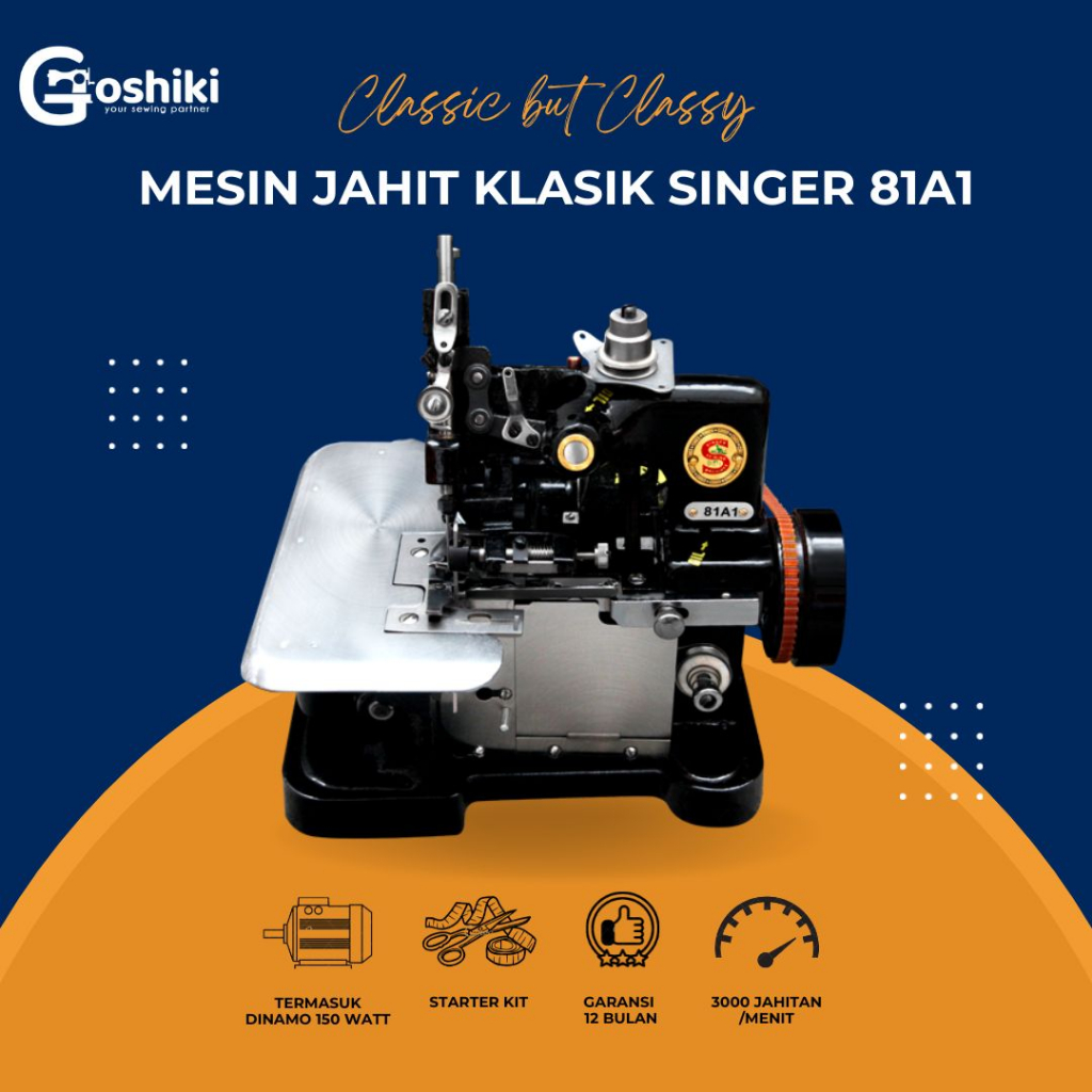 SINGER 81A1 Mesin jahit Obras + Dinamo Singer