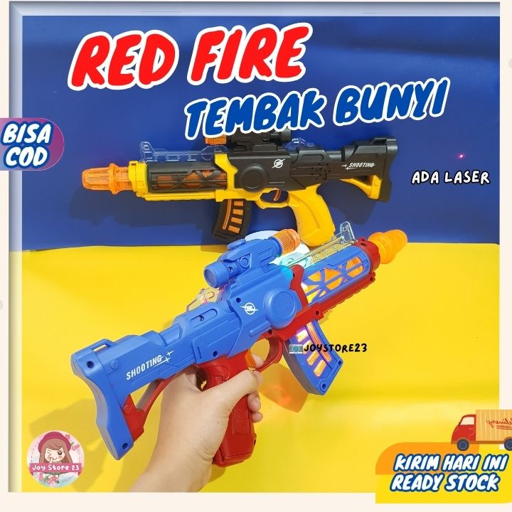 REDFIRE TOYS MAINAN ANAK TEMBAK PISTOL BATERAI 8 SUARA ADA LASER/ TEMBAK BUNYI