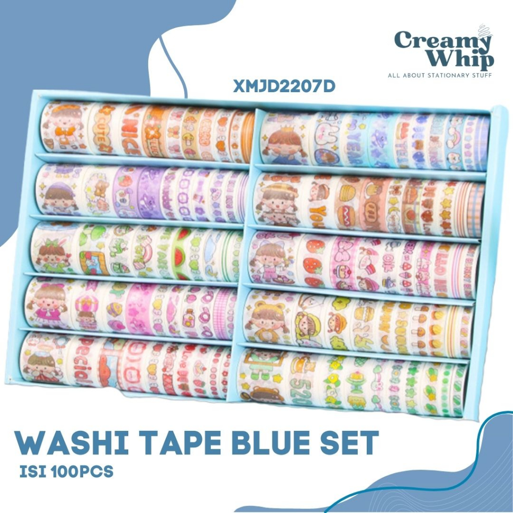 

Chibi Girl Blue Washi Tape Set isi 100 Pcs - Tape Washi Blue Set Selotip Kertas Lucu