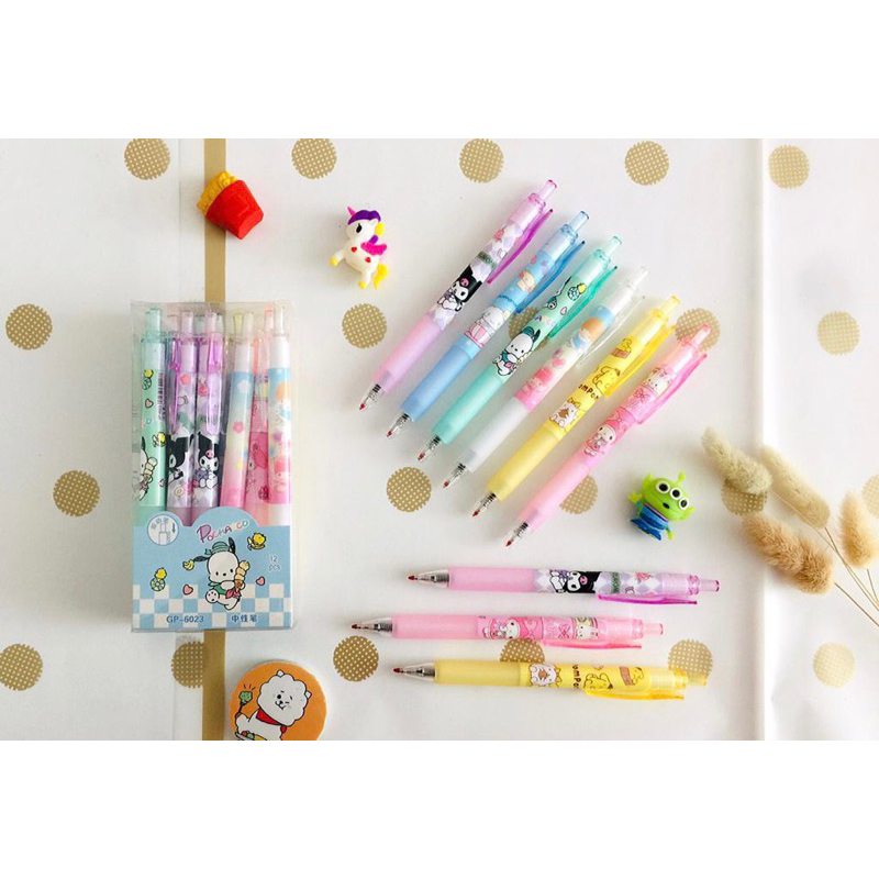 

(12 PC) BOLPEN GEL 0.38 mm AGIOU SANRIO KUROMI CINNAMOROLL POCA MELODY POMPURIN CETEK BEAR BERUANG BIRU LUCU