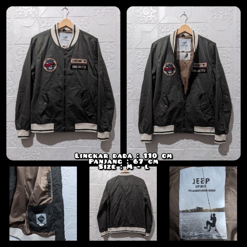 Jaket Bomber Merk Jeep Warna Hijau Army Second Original.