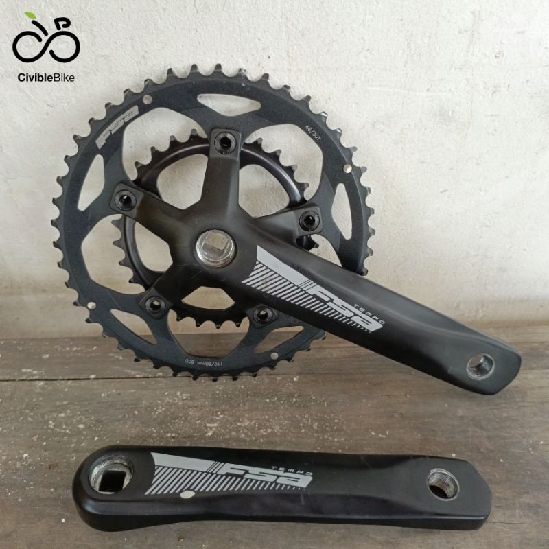 Crank FSA Tempo 2x8/9 Speed 46/30T 170mm Warna Hitam