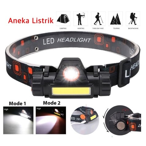HEADLAMP COB RECHARGER SENTER KEPALA LED 2in1 Senter Kepala Multifungsi / Headlamp Lampu LED Senter 