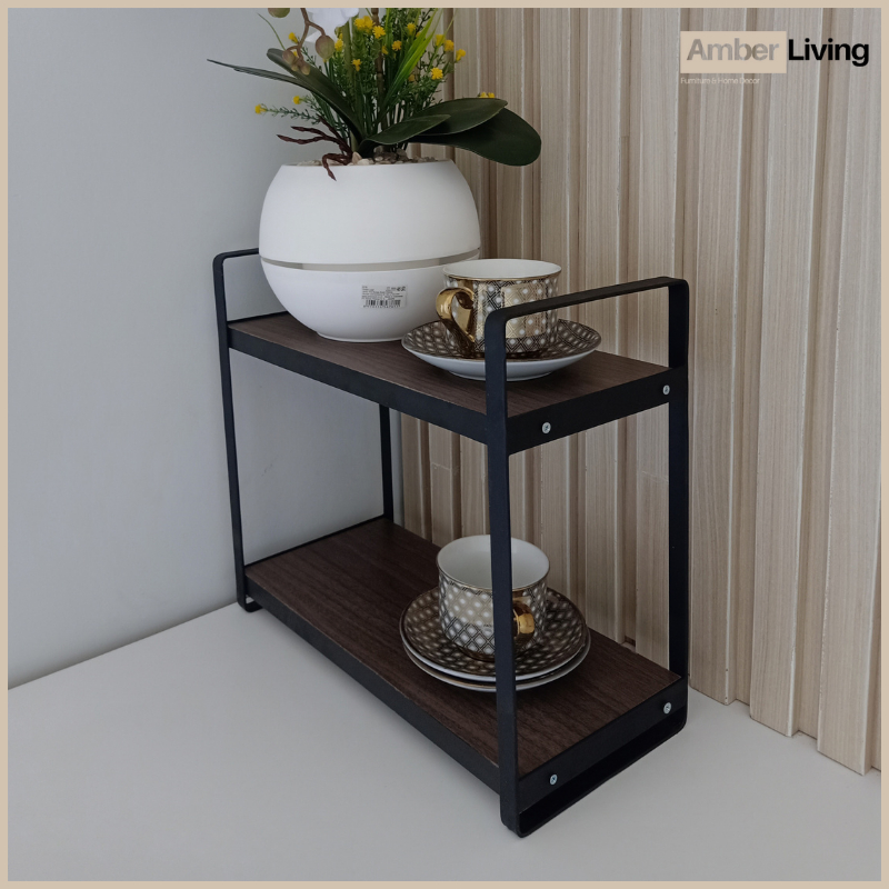 Rak Serbaguna Besi Kayu Susun Rak Kosmetik Buku Make Up Rak Multifungsi Minimalis Dekorasi Rumah