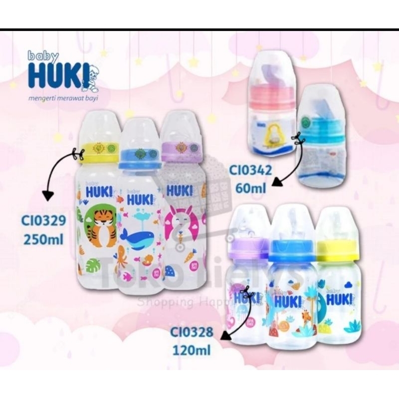 Huki botol susu dot gepeng polos 50ml 120ml 240ml