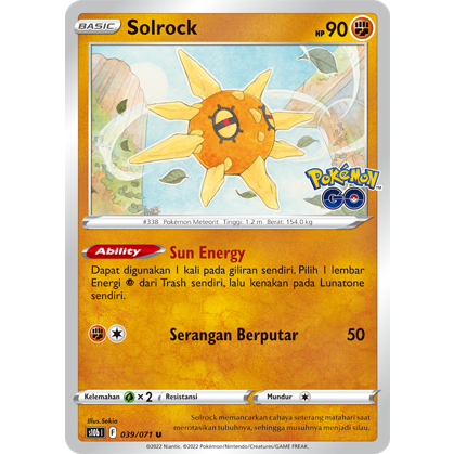 POKEMON TCG INDONESIA SOLROCK EDISI POKEMON GO S10B 039/071