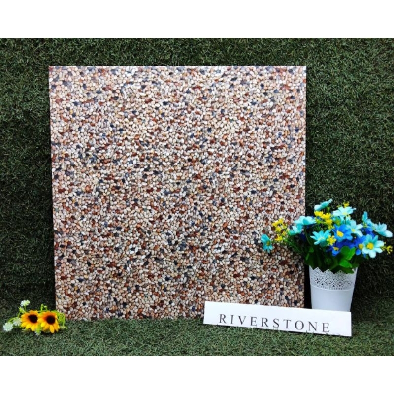 Keramik Lantai 40x40 Kasar JUPITER , Riverstone Brown / Grey
