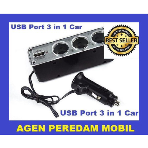 Promo USB Port 3 in 1 Car Charger Cigarette Lighter Colokan Mobil tuk HP MP3.Aksesoris avanza.xenia.