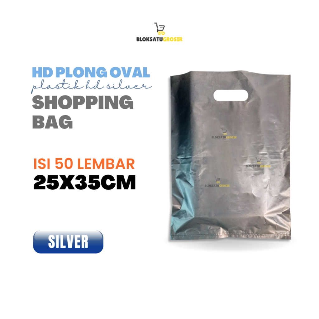 Plastik Shopping Bag Silver HD Plong 25 x 35cm isi 50 lembar Kantong Masker Kantong Skincare