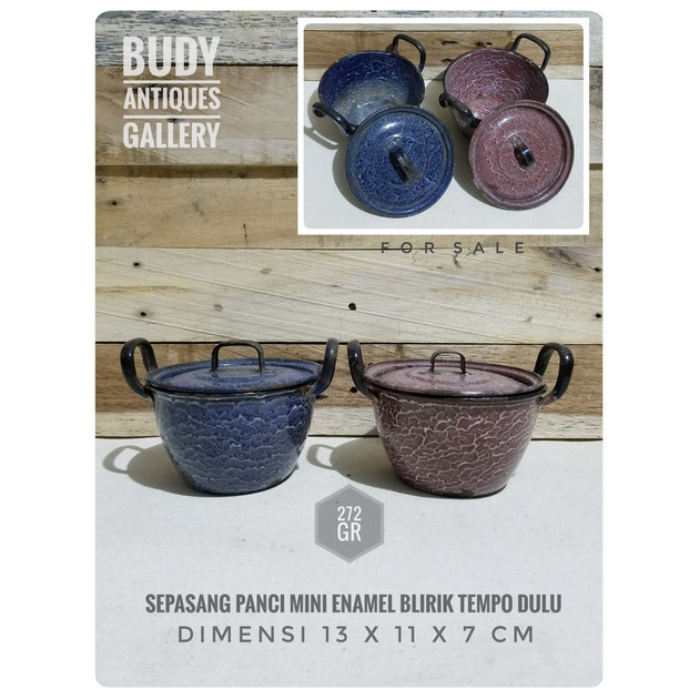 Sepasang Panci Enamel Blirik Mini Tempo Dulu