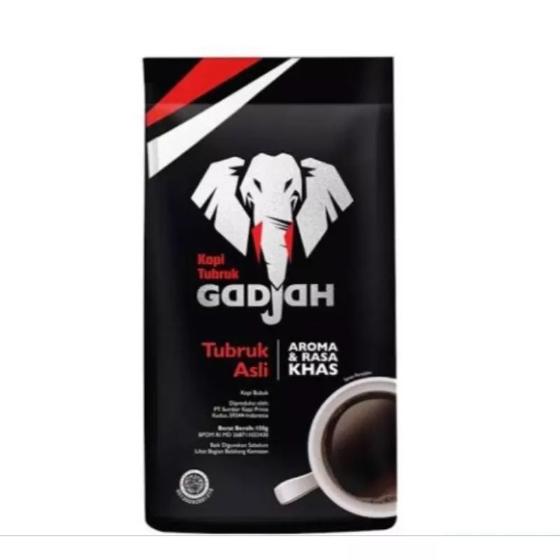 

KOPI TUBRUK GADJAH KEMASAN RENTENG 20X 6,5 GR/ KEMASAN POUCH 150GR