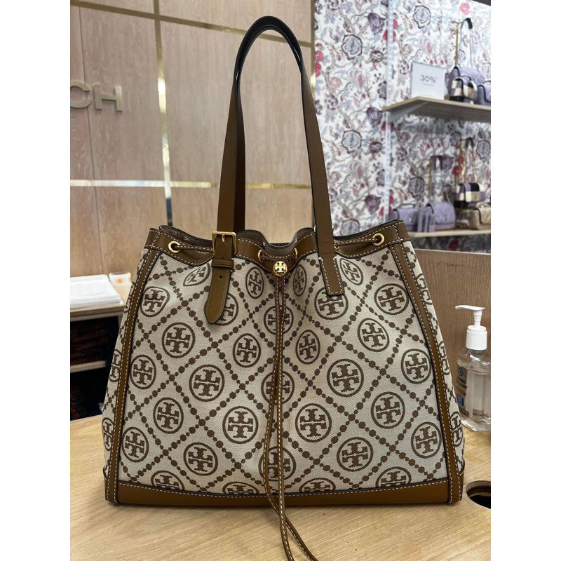 Tory burch T Monogram Hazelnut Tote Bag large