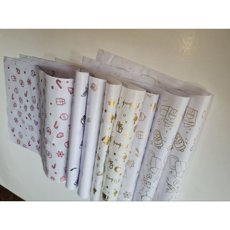 

wrapping paper custom siap pakai ukuran 26x54 | kertas wrapping | kertas minyak