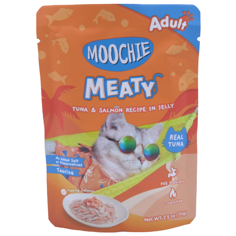 Moochie Tuna & Salmon Recipe In Jelly for Adult Cat 70g Pouch