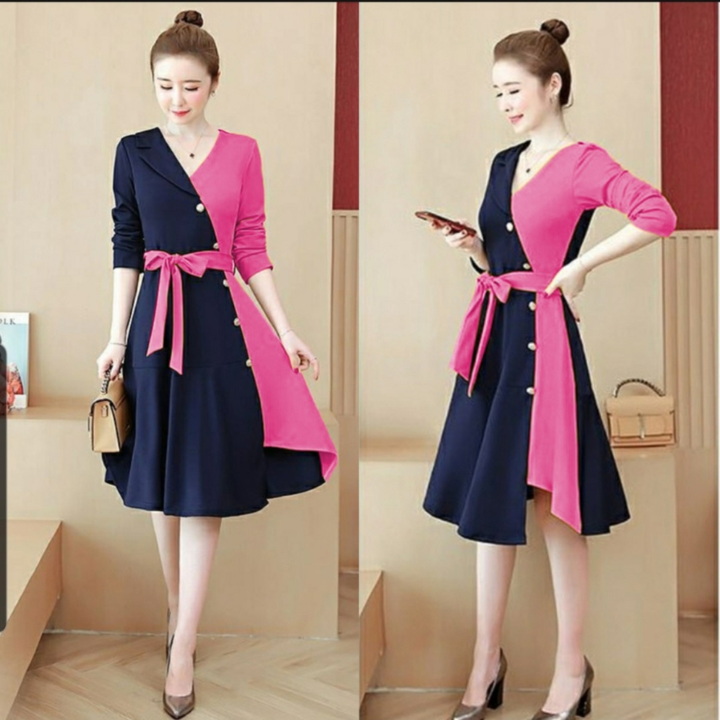 BJFashionWanita / Dress Rainsa / Dress Polos / Dress Kombinasi / Kombinasi Polos / Kombinasi / Dress