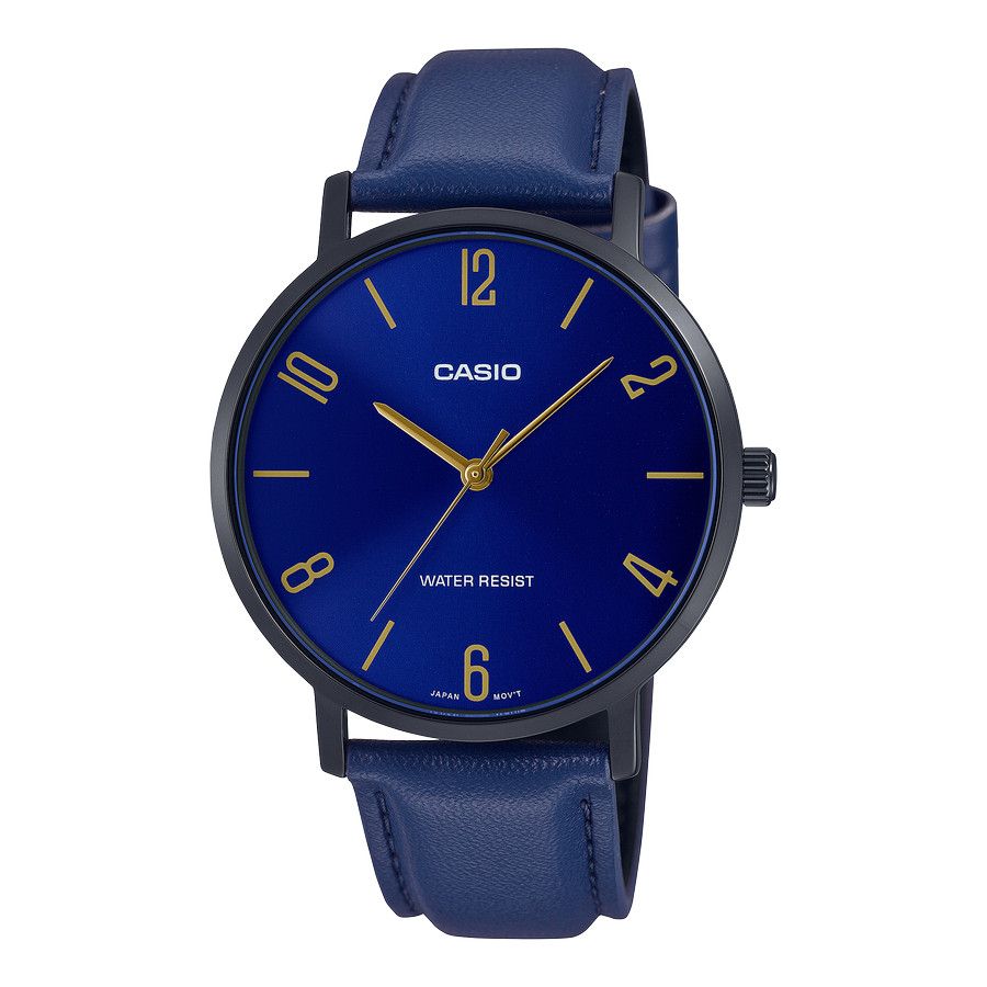 CASIO MTP-VT01BL-2BUDF Jam Tangan Pria Analog Tali Kulit Biru Original